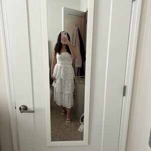 Lulus Elegant White Lace Tiered Dress